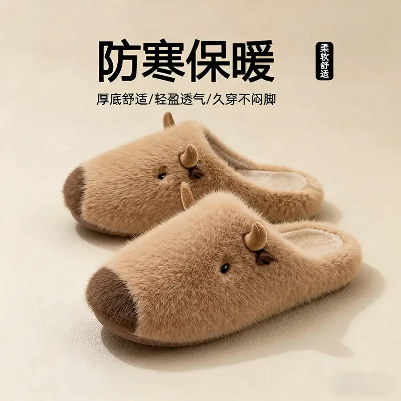 Japanese Style Cotton Wool Slippers for Men Women Autumn Winter - Image 22