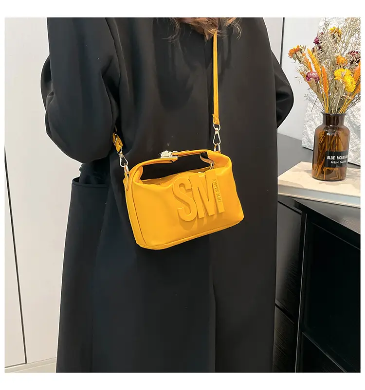 Red Embossed Crossbody Bag with Gold Chain — feature 16