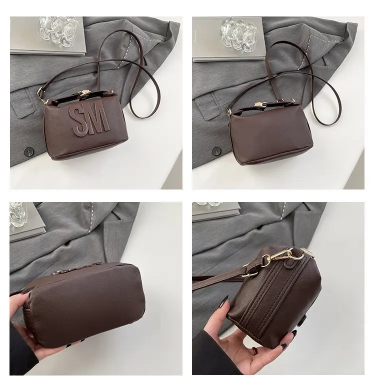 Red Embossed Crossbody Bag with Gold Chain — feature 9
