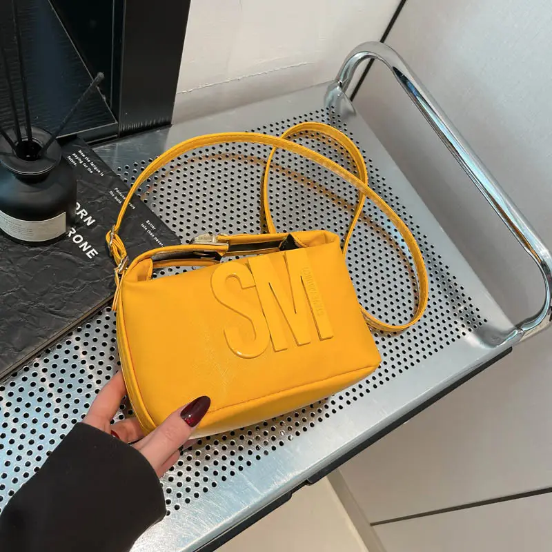 Red Embossed Crossbody Bag with Gold Chain - Image 2