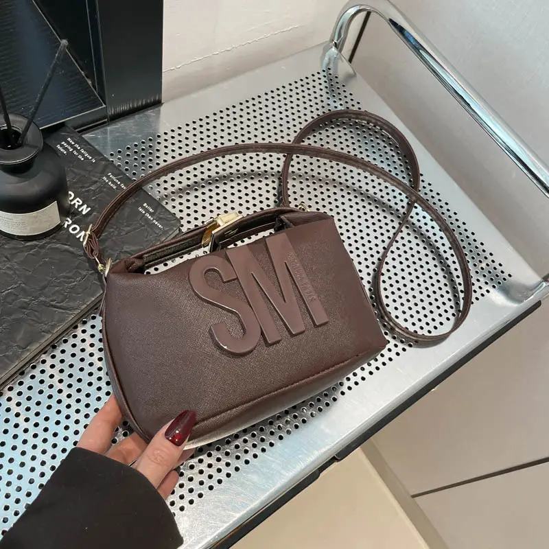 Red Embossed Crossbody Bag with Gold Chain - Image 3