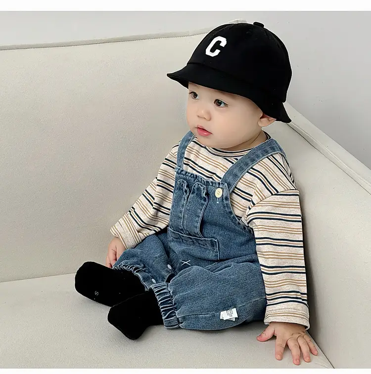 Baby Western Suit Striped T-Shirt Denim Overalls Set — feature 16