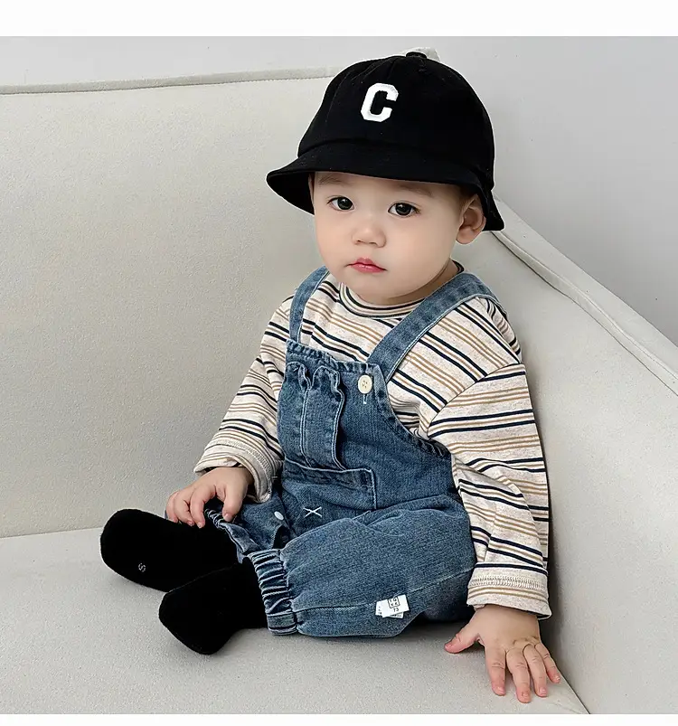 Baby Western Suit Striped T-Shirt Denim Overalls Set — feature 18