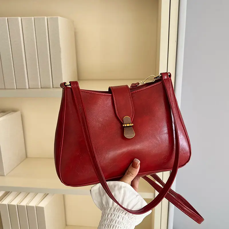 Red French Style Shoulder Bag for Women 2025 - Image 5