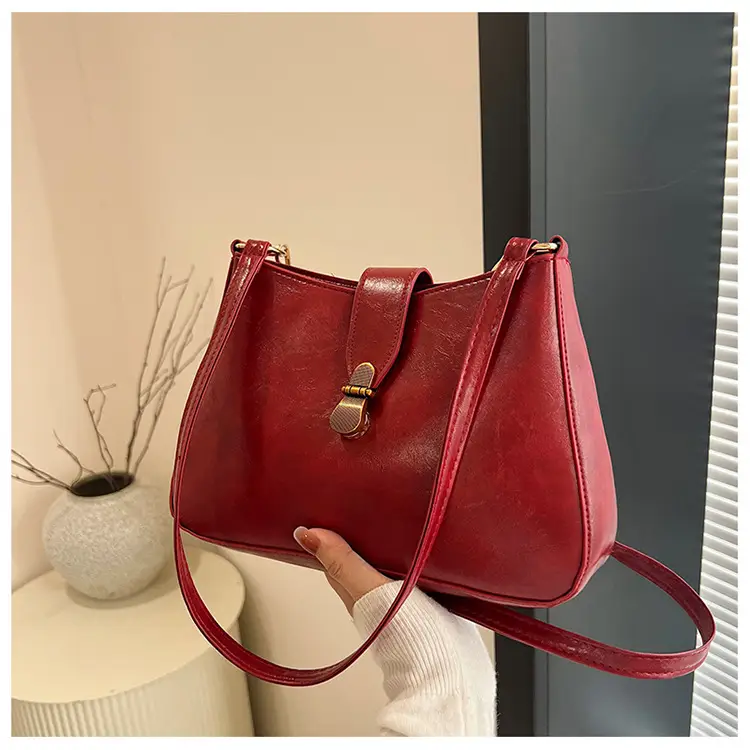 Red French Style Shoulder Bag for Women 2025 - Image 2