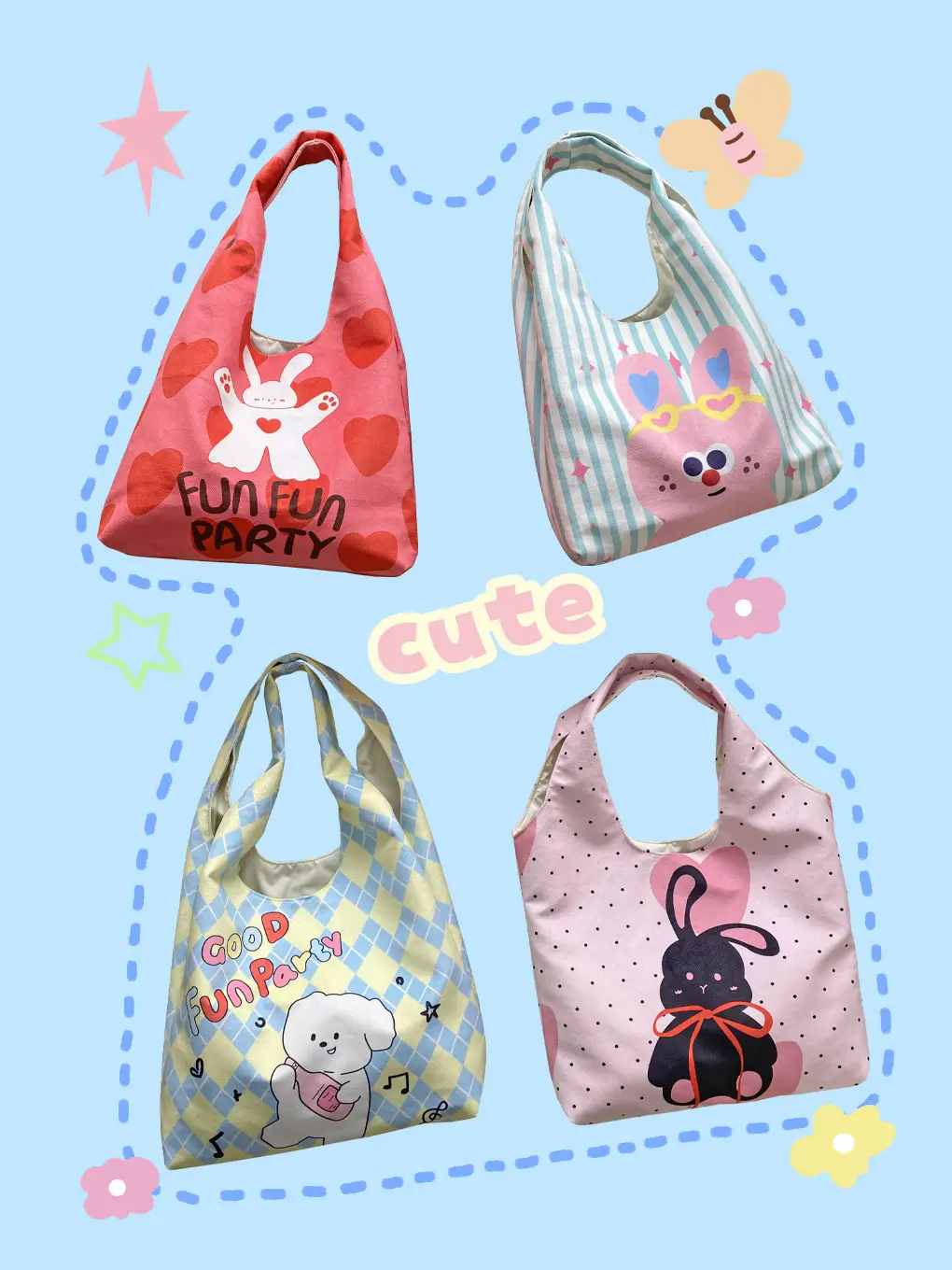 Cute Cartoon Shoulder Bags for College Students