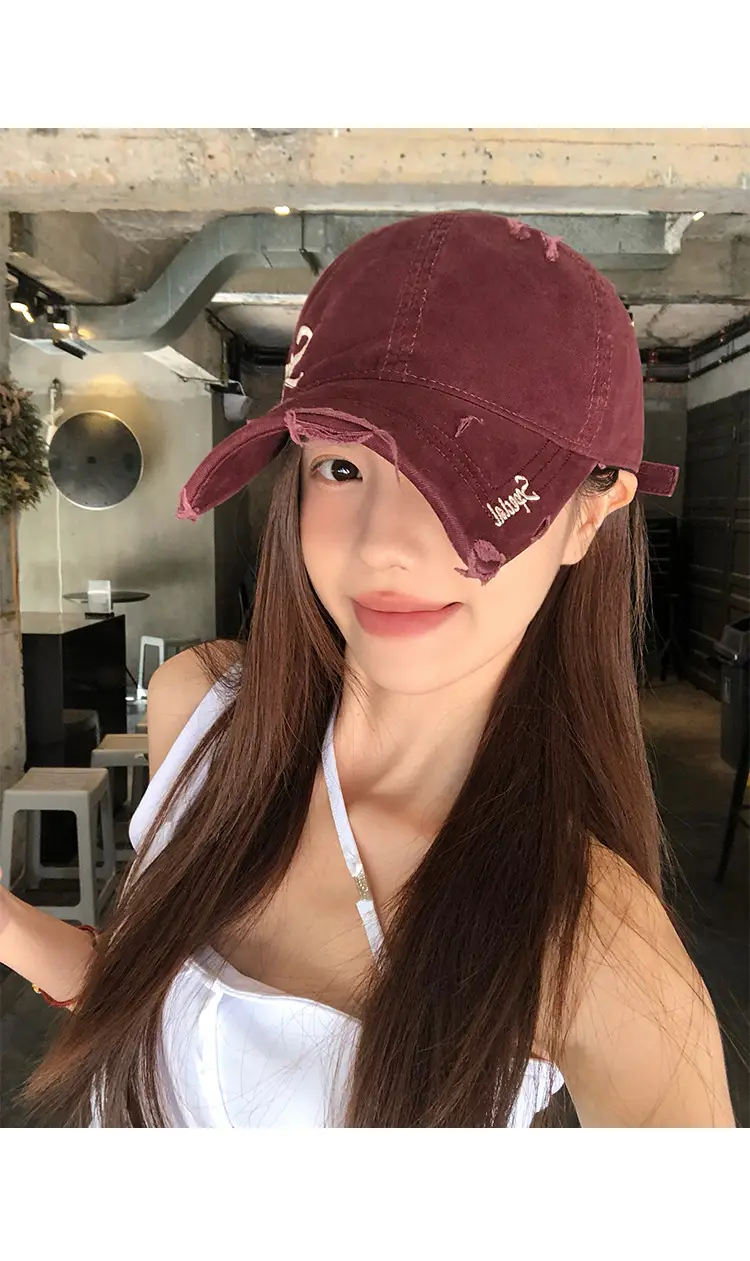 Women's White Cotton Baseball Cap with "Speedy" Embroidery — feature 10