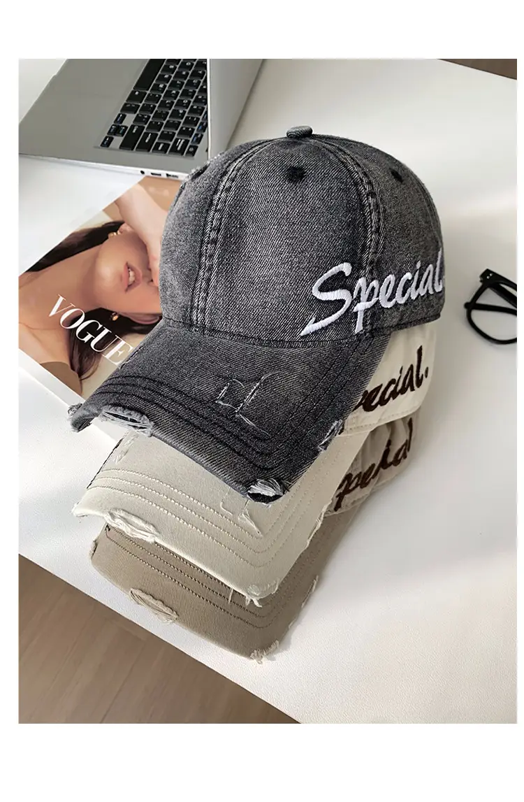 Women's White Cotton Baseball Cap with "Speedy" Embroidery — feature 12