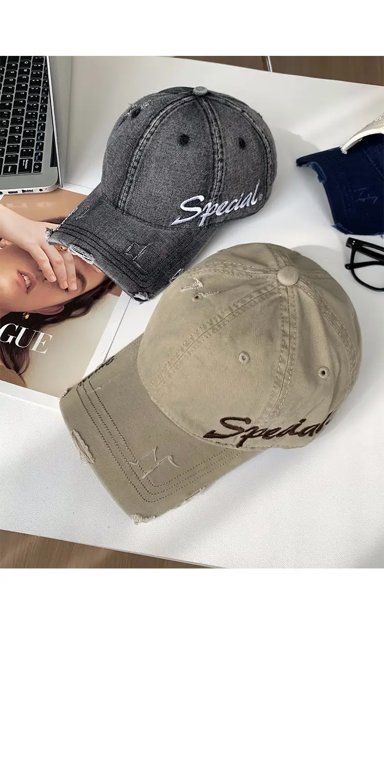 Women's White Cotton Baseball Cap with "Speedy" Embroidery — feature 13
