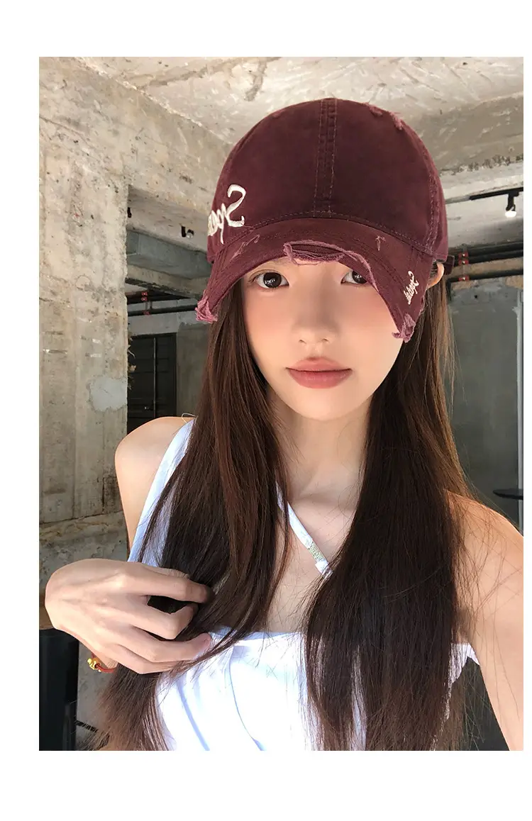 Women's White Cotton Baseball Cap with "Speedy" Embroidery — feature 8