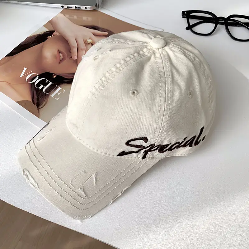 Women's White Cotton Baseball Cap with "Speedy" Embroidery - Image 3