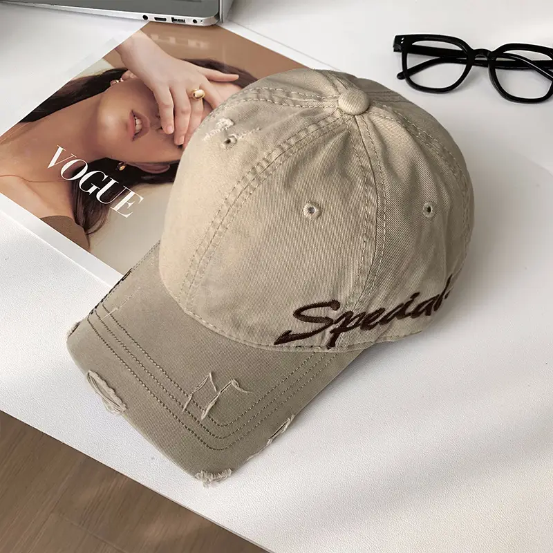 Women's White Cotton Baseball Cap with "Speedy" Embroidery - Image 4
