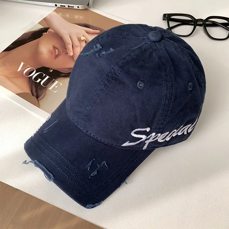 Women's White Cotton Baseball Cap with "Speedy" Embroidery - Image 5
