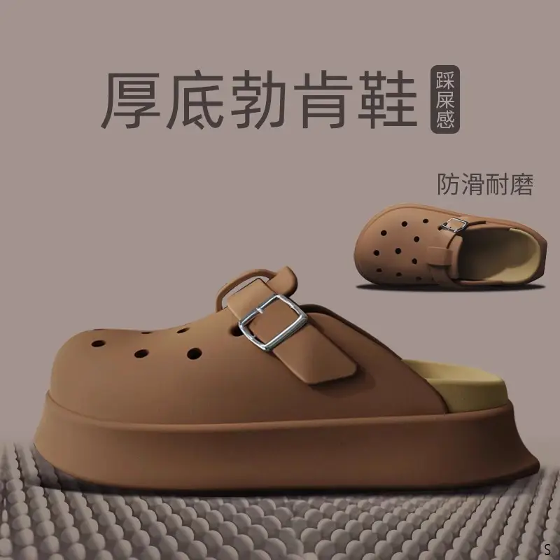 Women's Black Buckle Sandals Summer New Thick Soles