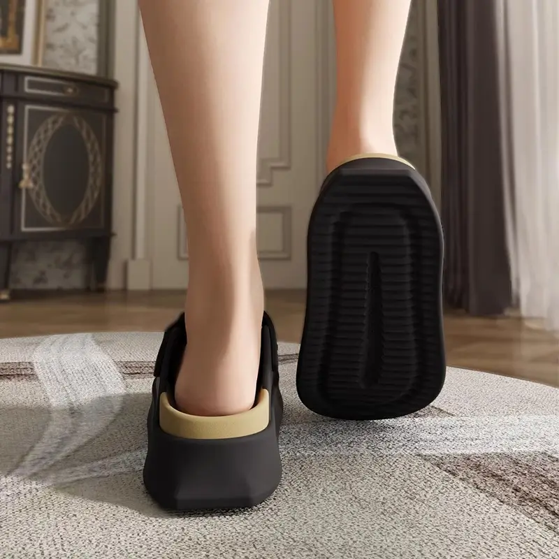 Women's Black Buckle Sandals Summer New Thick Soles