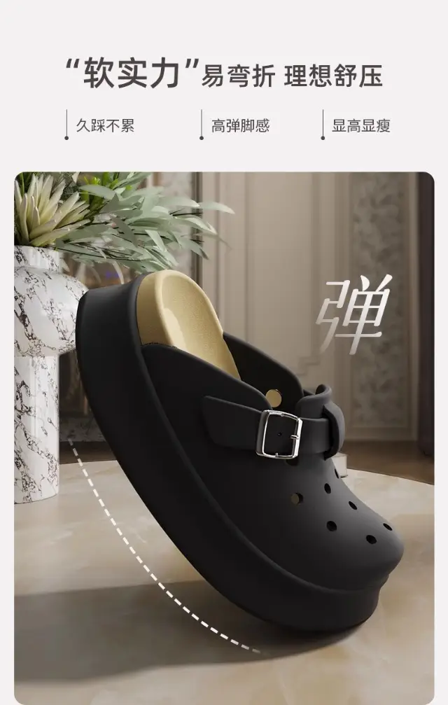 Women's Black Buckle Sandals Summer New Thick Soles — feature 10