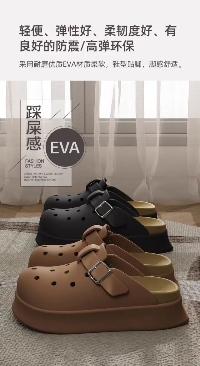 Women's Black Buckle Sandals Summer New Thick Soles — feature 5