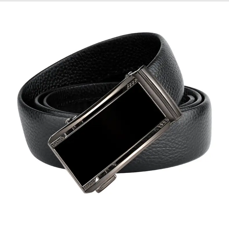 Men's Black Leather Belt with Silver Buckle — feature 12