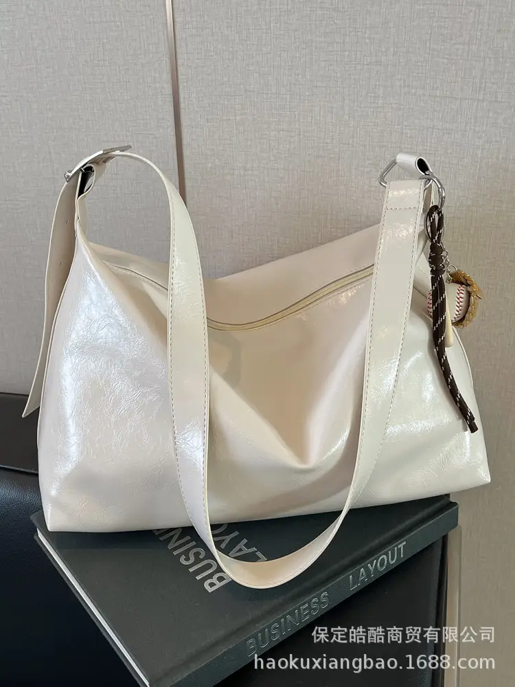 White Satin Shoulder Bag for Women 2025 New Commuter Tote - Image 5