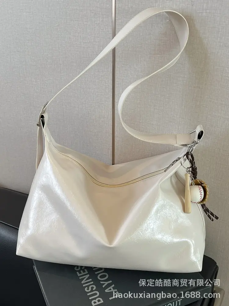 White Satin Shoulder Bag for Women 2025 New Commuter Tote - Image 6
