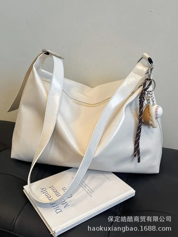 White Satin Shoulder Bag for Women 2025 New Commuter Tote - Image 8