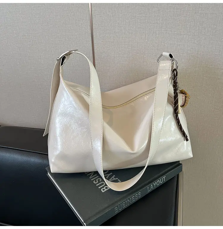 White Satin Shoulder Bag for Women 2025 New Commuter Tote — feature 16