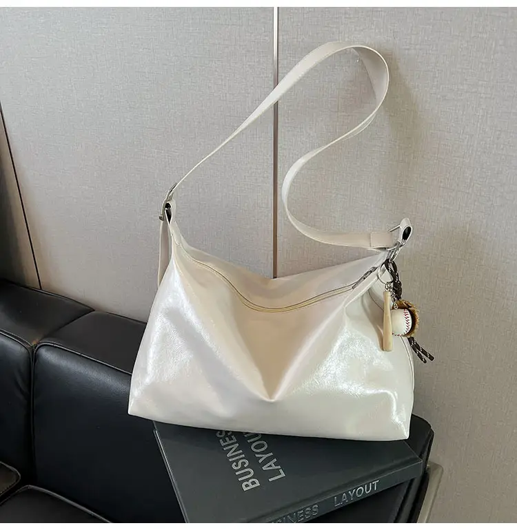 White Satin Shoulder Bag for Women 2025 New Commuter Tote — feature 17