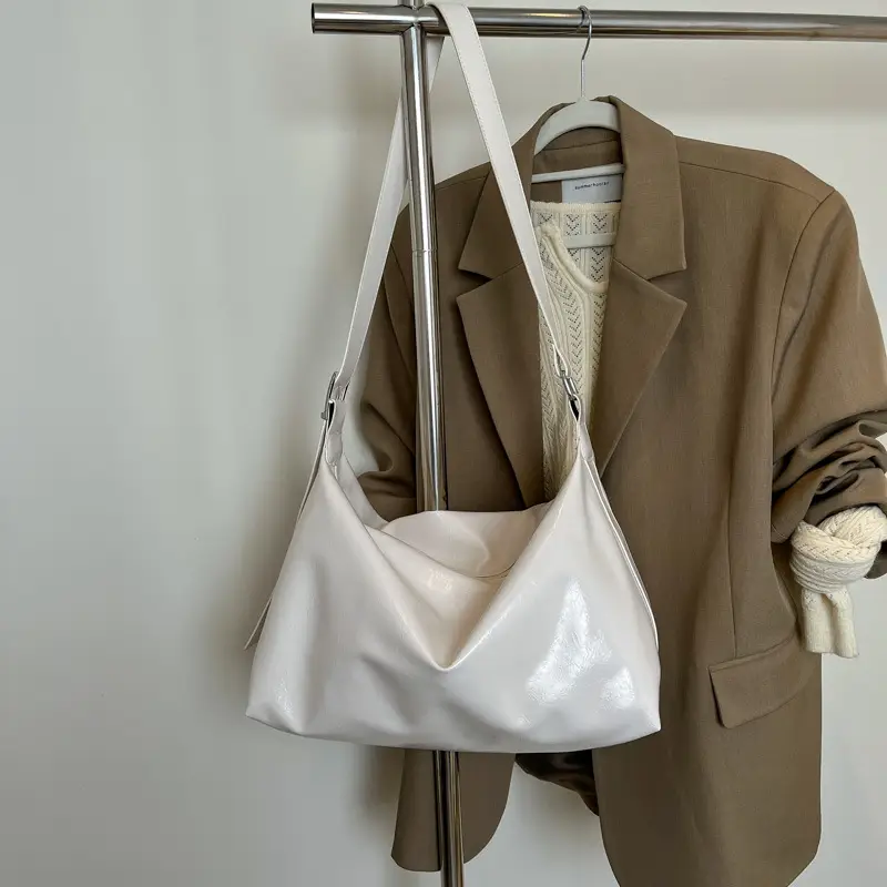 White Satin Shoulder Bag for Women 2025 New Commuter Tote - Image 3