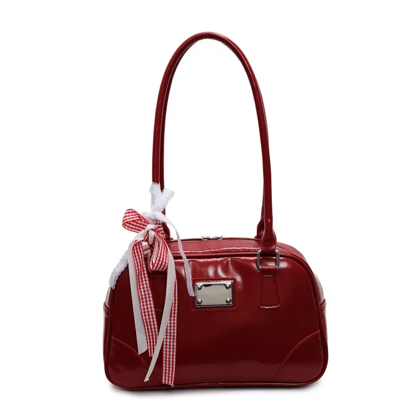 Red French Genuine Leather Shoulder Bag for Women - Image 9