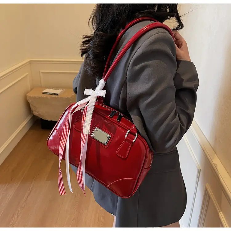 Red French Genuine Leather Shoulder Bag for Women — feature 27