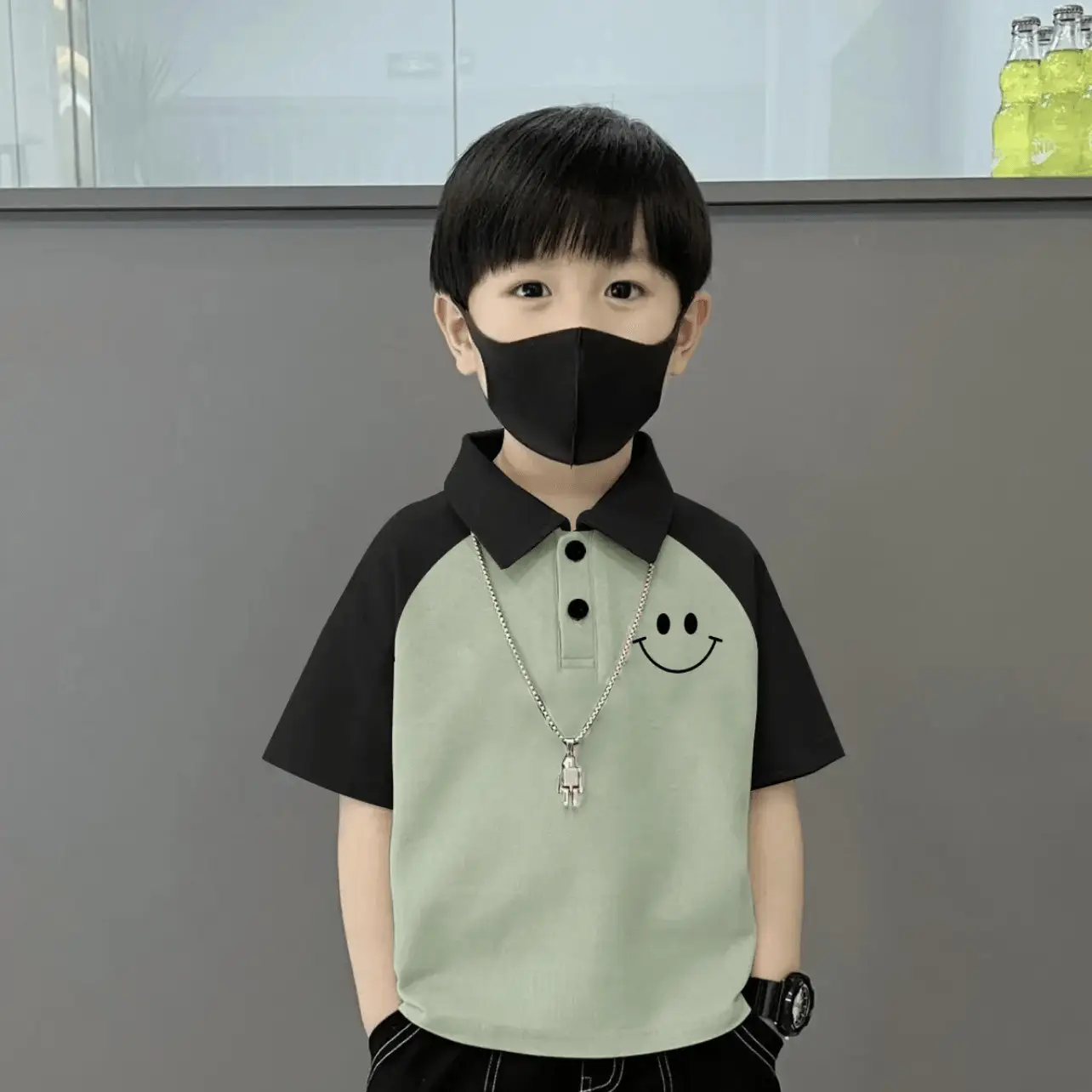 Children's 100% Cotton Polo Shirt Brown Cream Short Sleeve Boys - Image 22