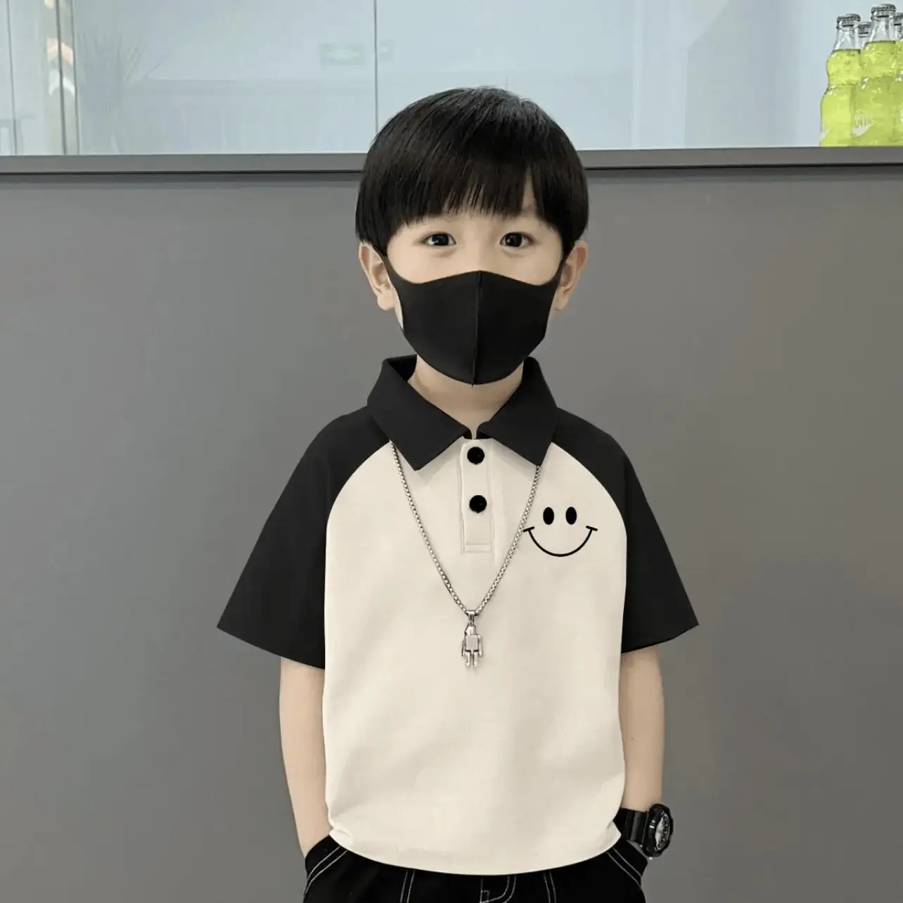 Children's 100% Cotton Polo Shirt Brown Cream Short Sleeve Boys - Image 24