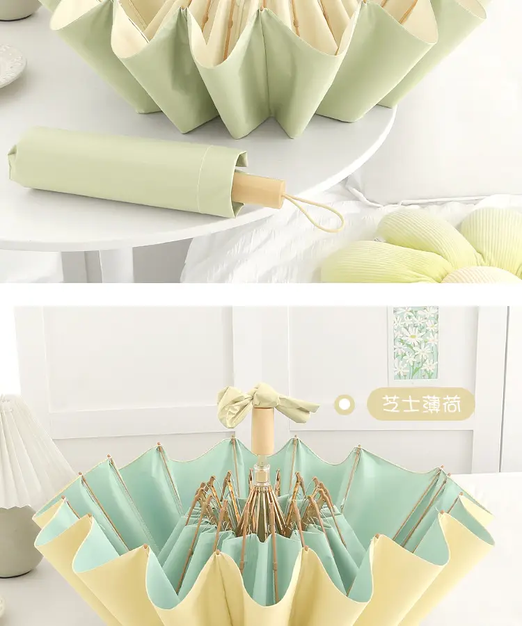 New Color Glue 16 Bone Sunshade Sun Umbrella Sunscreen UV Protection Women's Ins Folding Color Glue Dual-Use Upf50 — feature 16