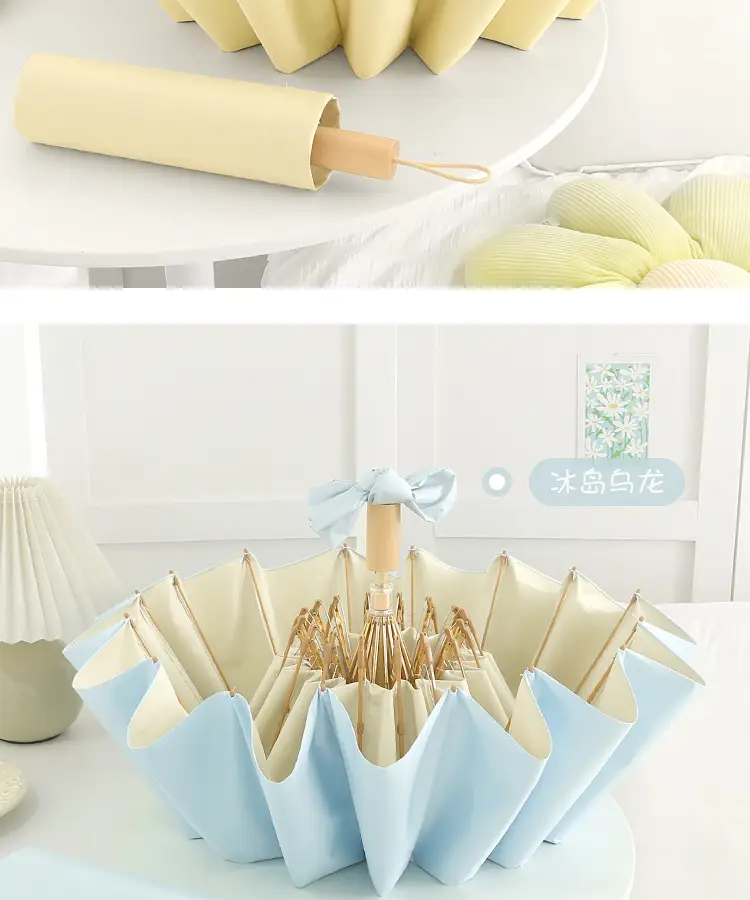 New Color Glue 16 Bone Sunshade Sun Umbrella Sunscreen UV Protection Women's Ins Folding Color Glue Dual-Use Upf50 — feature 17