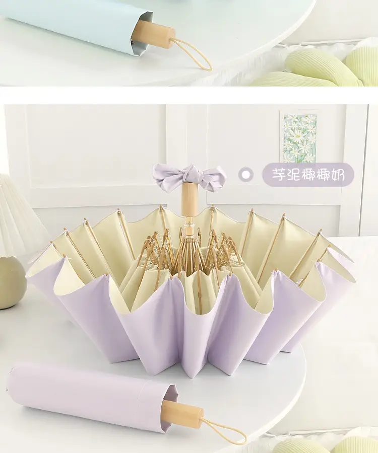 New Color Glue 16 Bone Sunshade Sun Umbrella Sunscreen UV Protection Women's Ins Folding Color Glue Dual-Use Upf50 — feature 18