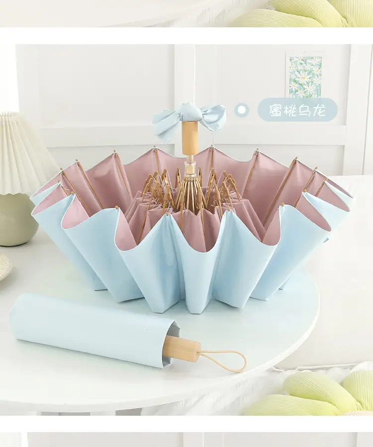 New Color Glue 16 Bone Sunshade Sun Umbrella Sunscreen UV Protection Women's Ins Folding Color Glue Dual-Use Upf50 — feature 19