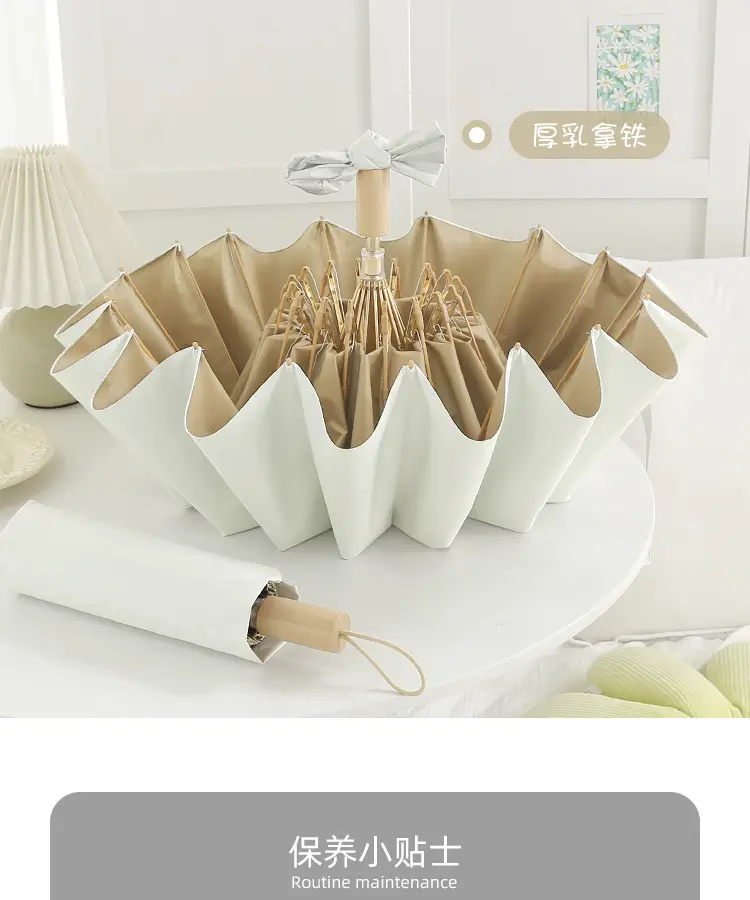 New Color Glue 16 Bone Sunshade Sun Umbrella Sunscreen UV Protection Women's Ins Folding Color Glue Dual-Use Upf50 — feature 20