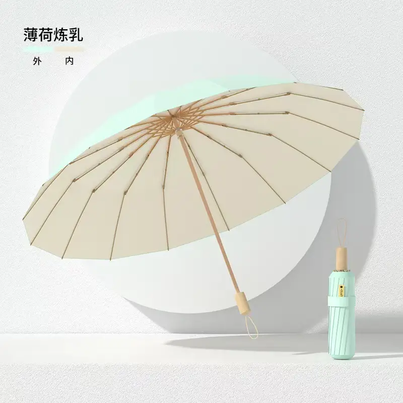 New Color Glue 16 Bone Sunshade Sun Umbrella Sunscreen UV Protection Women's Ins Folding Color Glue Dual-Use Upf50 - Image 5