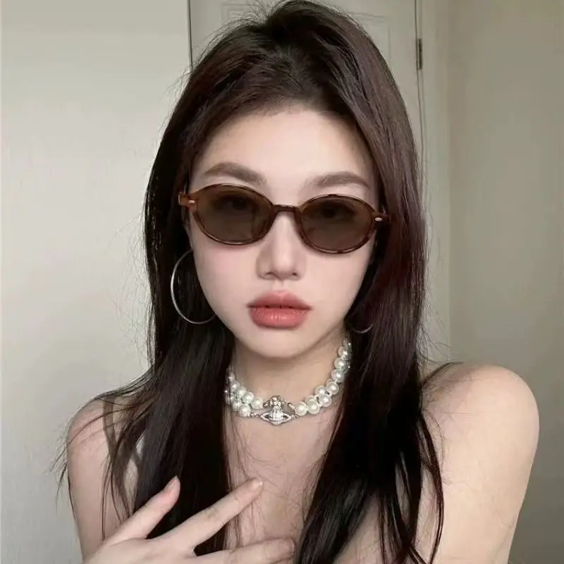 Zhang Jingyi Nerd Sunglasses Brown High-End Oval Frame