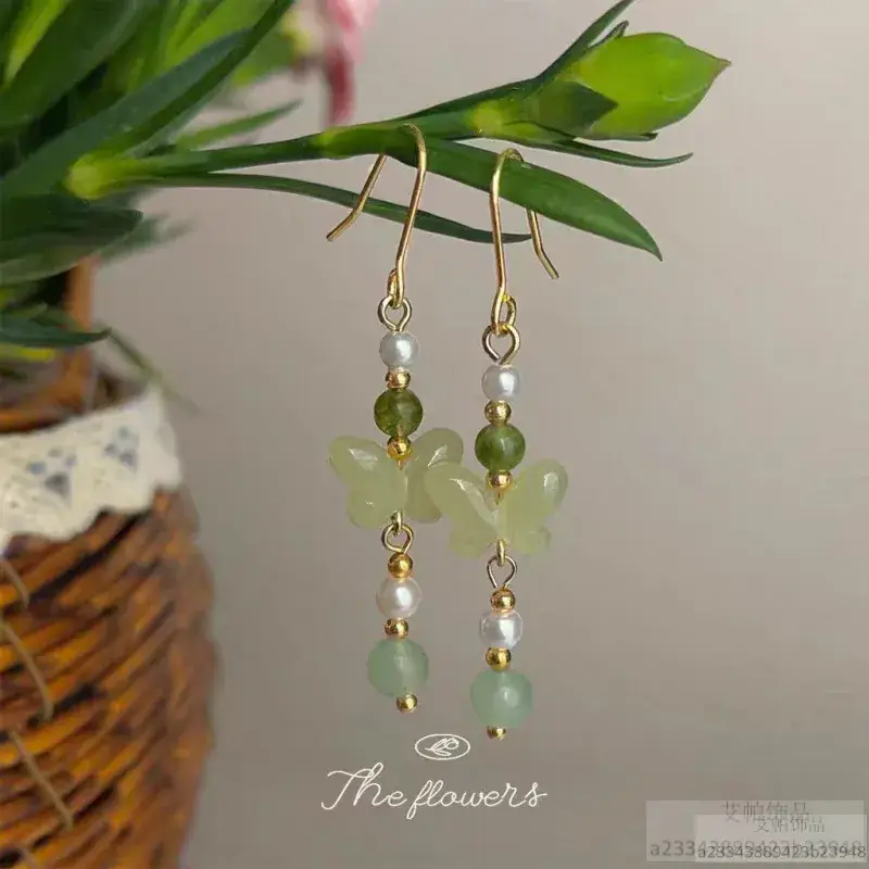 New Chinese Butterfly Earrings Mori Style Elegant Light Luxury Design