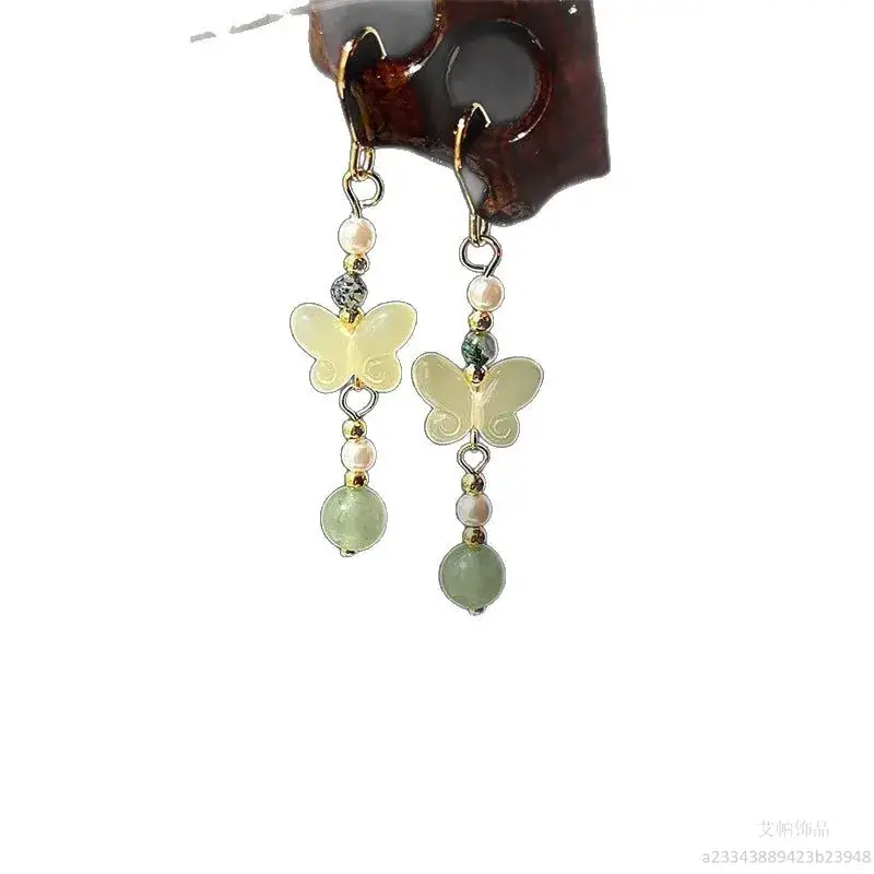 New Chinese Butterfly Earrings Mori Style Elegant Light Luxury Design
