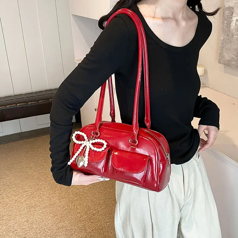 White Pearl Bow Shoulder Bag for Women - Image 11