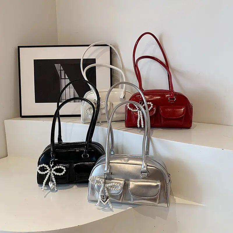 White Pearl Bow Shoulder Bag for Women - Image 12