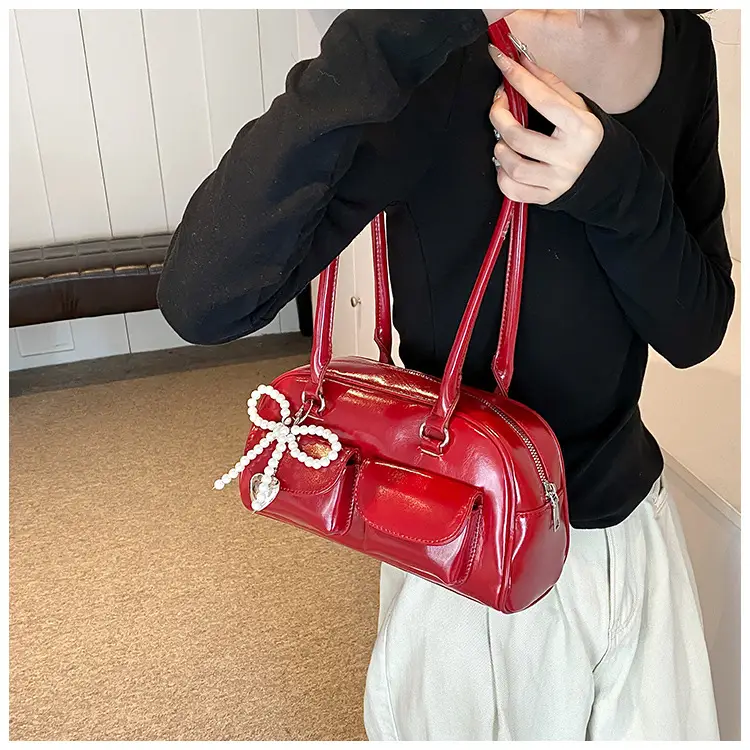 White Pearl Bow Shoulder Bag for Women — feature 14