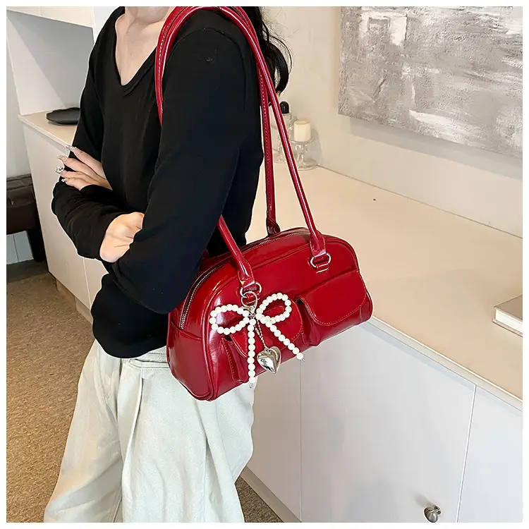 White Pearl Bow Shoulder Bag for Women — feature 16