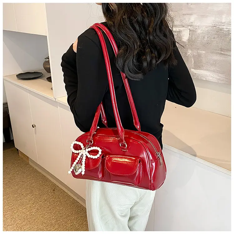 White Pearl Bow Shoulder Bag for Women — feature 17