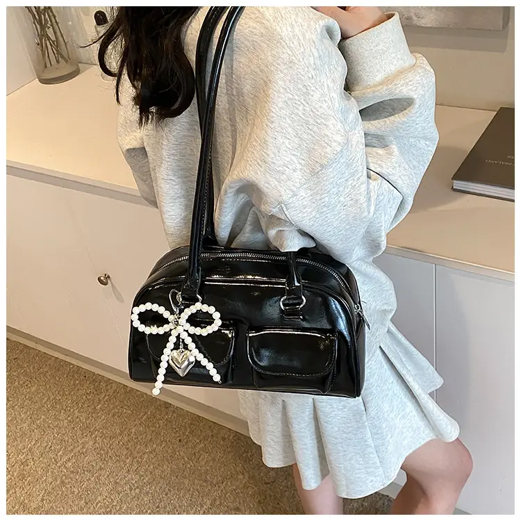 White Pearl Bow Shoulder Bag for Women — feature 19