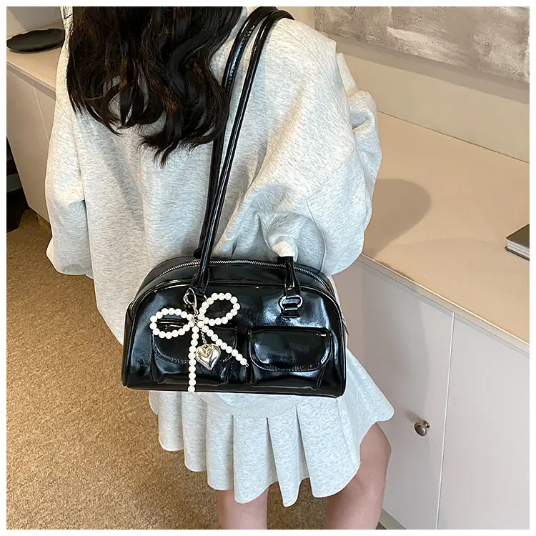 White Pearl Bow Shoulder Bag for Women — feature 20