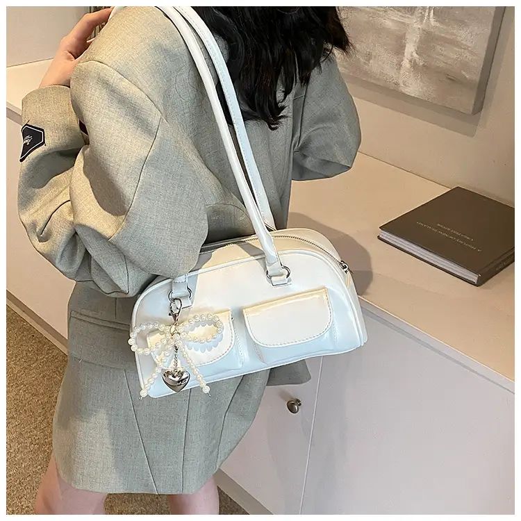White Pearl Bow Shoulder Bag for Women — feature 25