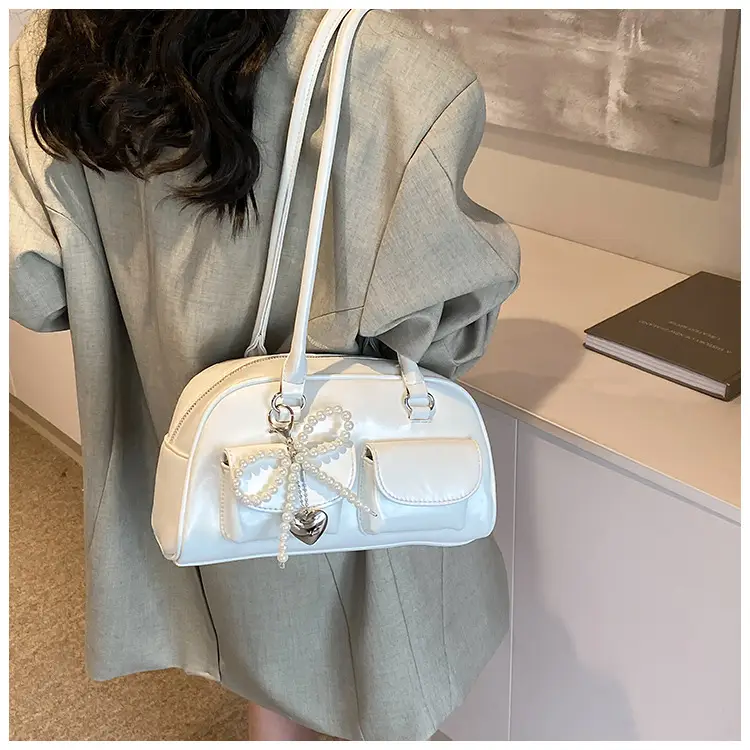 White Pearl Bow Shoulder Bag for Women — feature 26